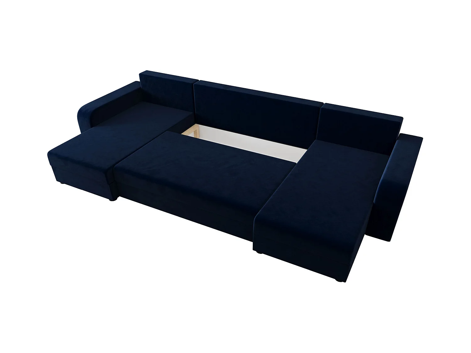 BEDANTE canapé panoramique HEWLET U BIS Itaka 11 bleu foncé avec fonction de couchage canapé en U avec espace de rangement coffre