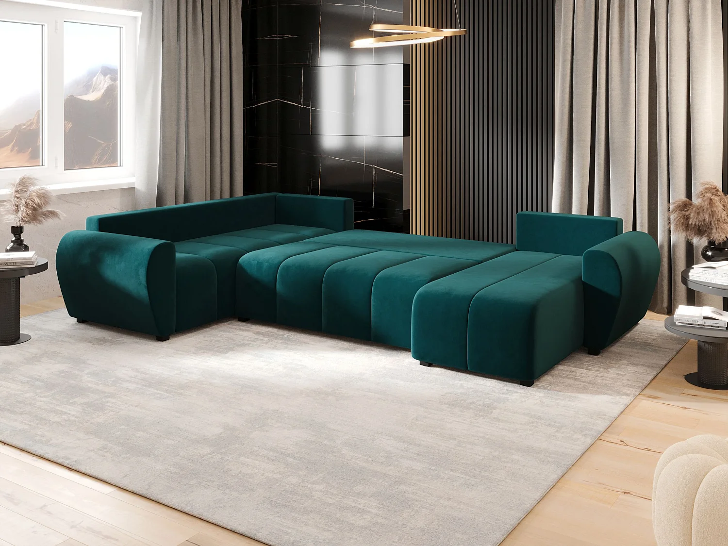 BEDANTE canapé panoramique MOLISA U PLUS Itaka 39 gauche turquoise avec fonction de couchage canapé en forme de U