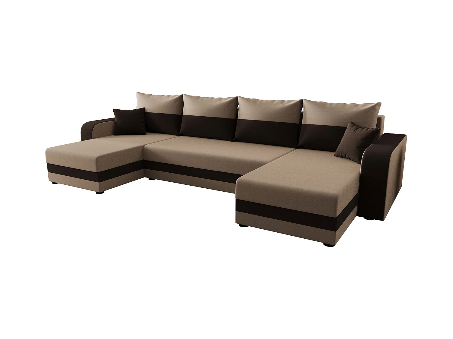 BEDANTE canapé panoramique HEWLET U BIS Rainbow 05+41 beige/marron avec fonction de couchage canapé en U avec espace de rangement coffre