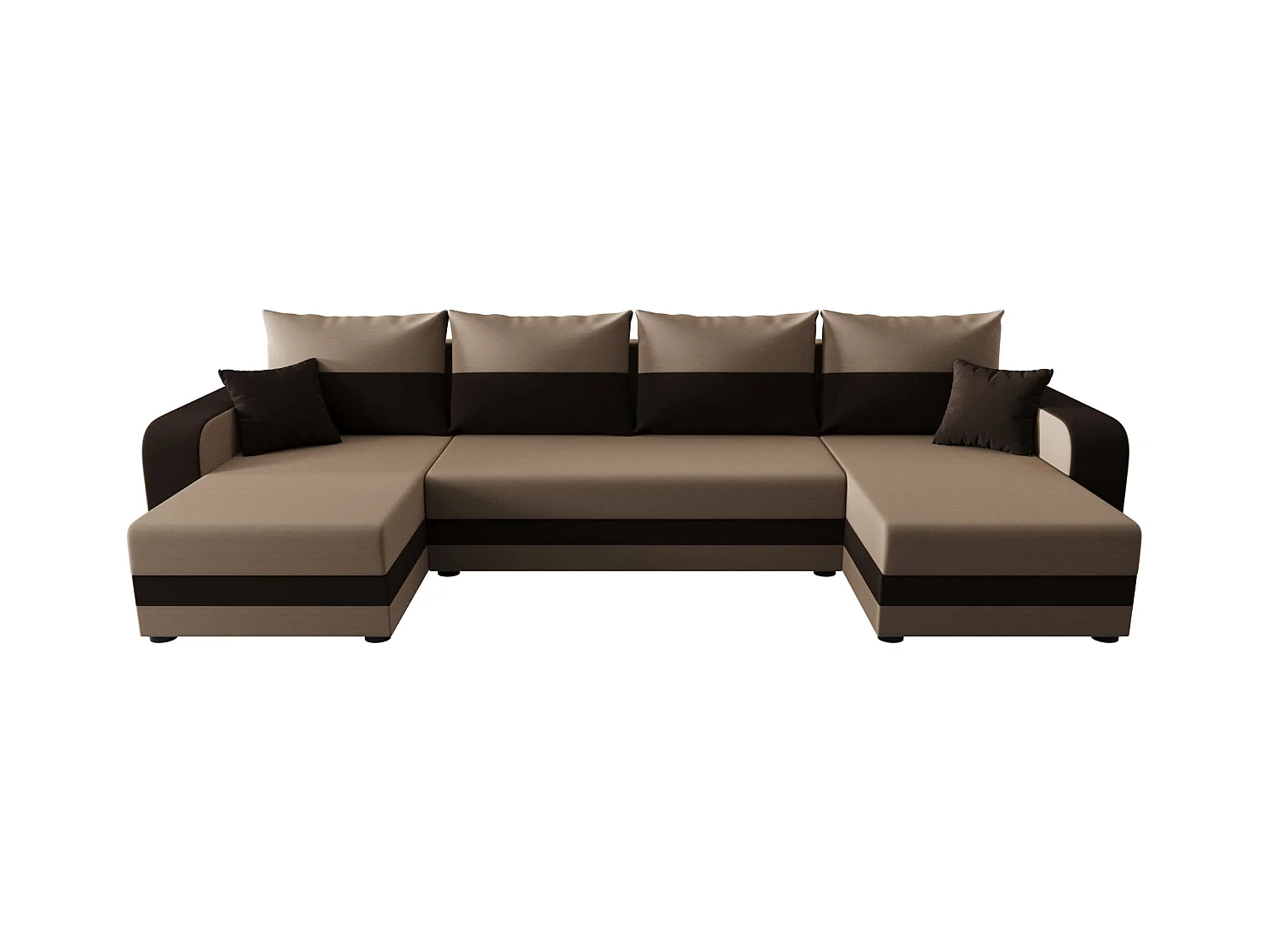 BEDANTE canapé panoramique HEWLET U BIS Rainbow 05+41 beige/marron avec fonction de couchage canapé en U avec espace de rangement coffre