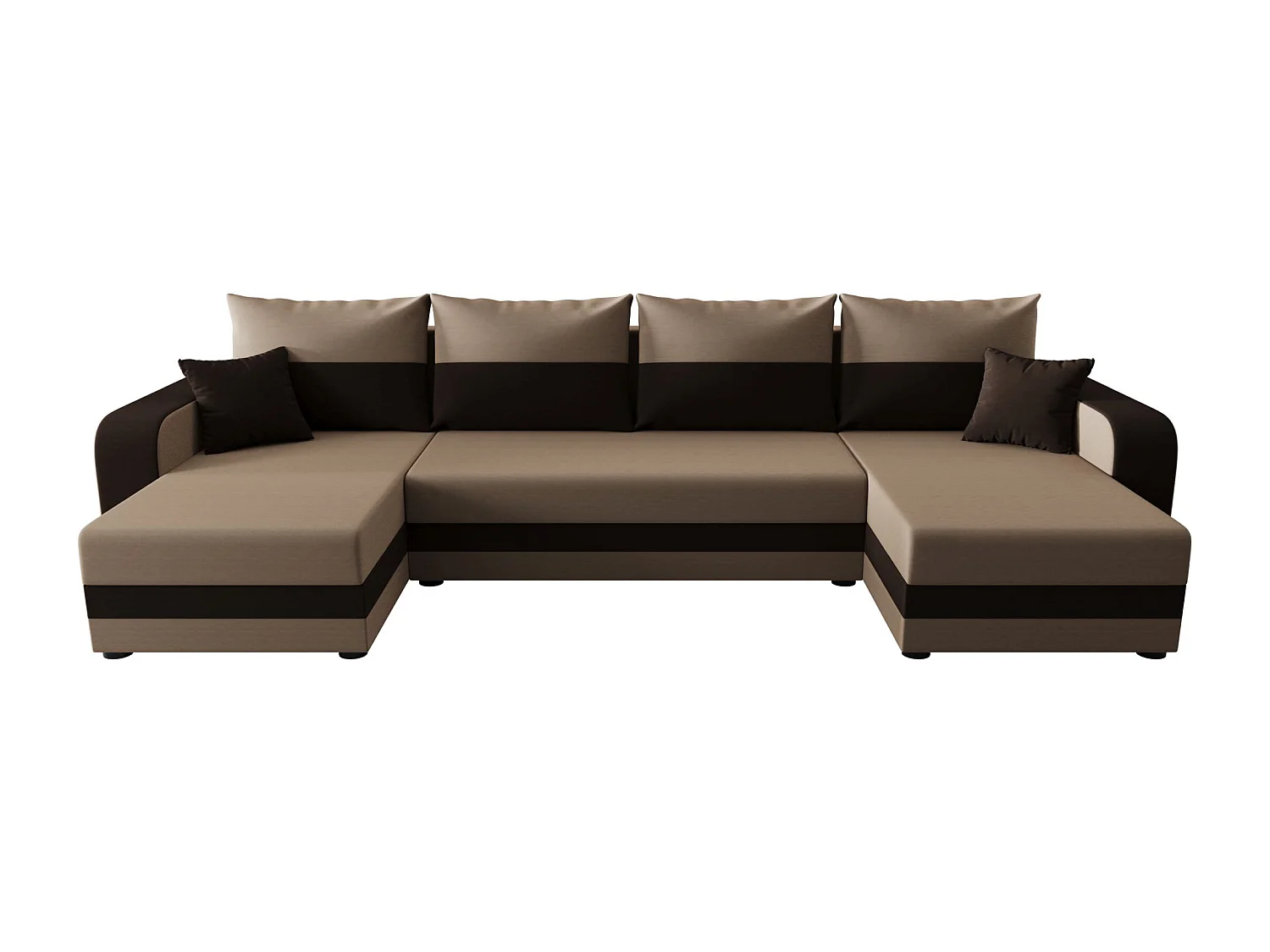 BEDANTE WOHNLANDSCHAFT HEWLET U BIS Rainbow 05+41 Beige/Braun mit Schlaffunktion U-Form Sofa mit Stauraum Bettkasten