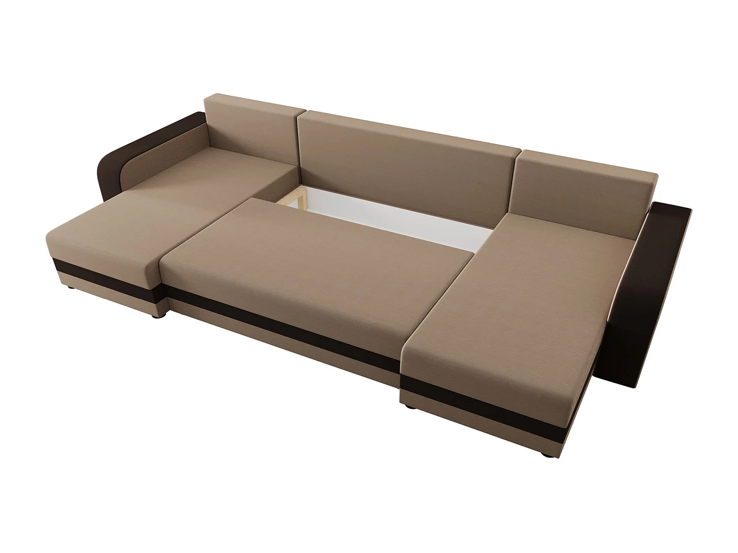 BEDANTE WOHNLANDSCHAFT HEWLET U BIS Rainbow 05+41 Beige/Braun mit Schlaffunktion U-Form Sofa mit Stauraum Bettkasten