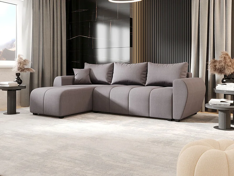 BEDANTE ECKSOFA MOLISA L Cosmic 160 Links Grau mit Schlaffunktion L-Form Sofa mit Stauraum Bettkasten Wohnzimmersofa Couch Sofa Bettsofa Bettkasten Bettcouch