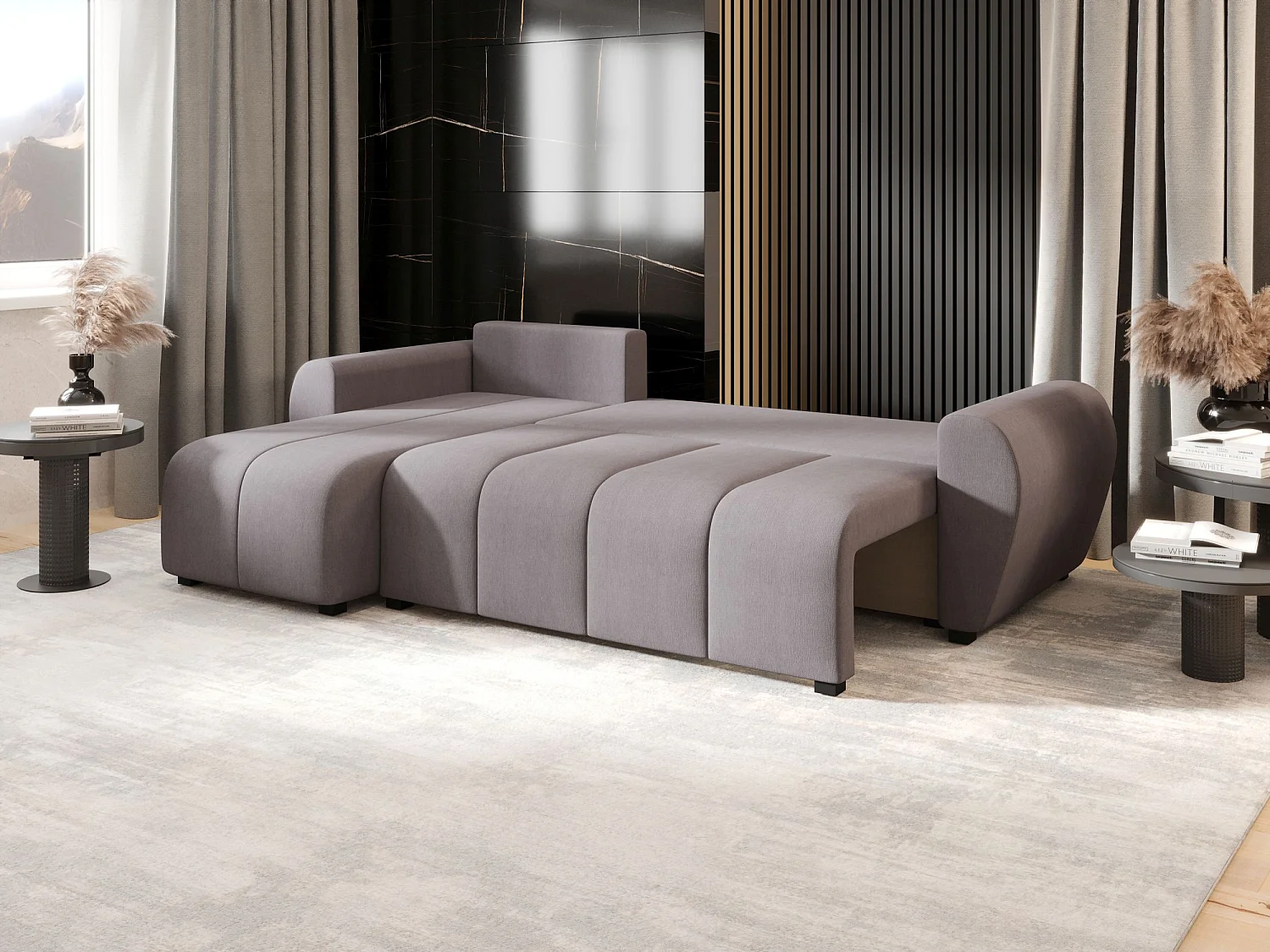 BEDANTE canapé d'angle MOLISA L Cosmic 160 gauche gris avec fonction de couchage canapé en forme de L