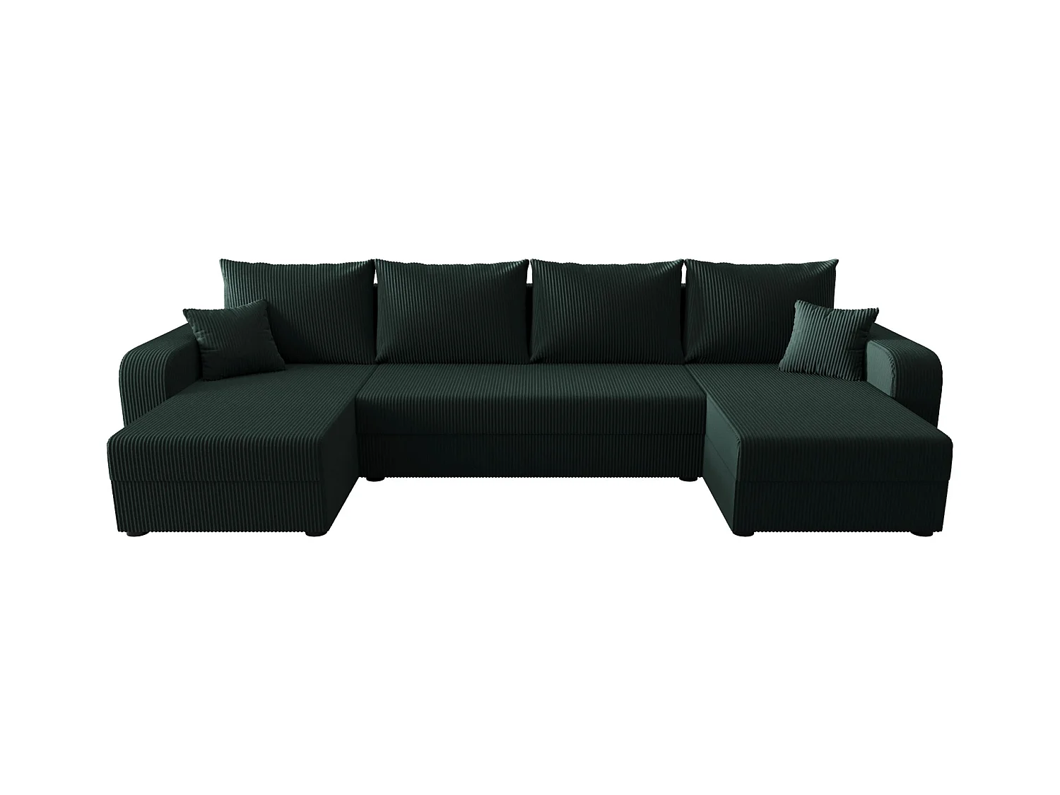 BEDANTE canapé panoramique HEWLET U BIS Zoom 10 Dunkelgrün avec fonction de couchage canapé en U avec espace de rangement coffre