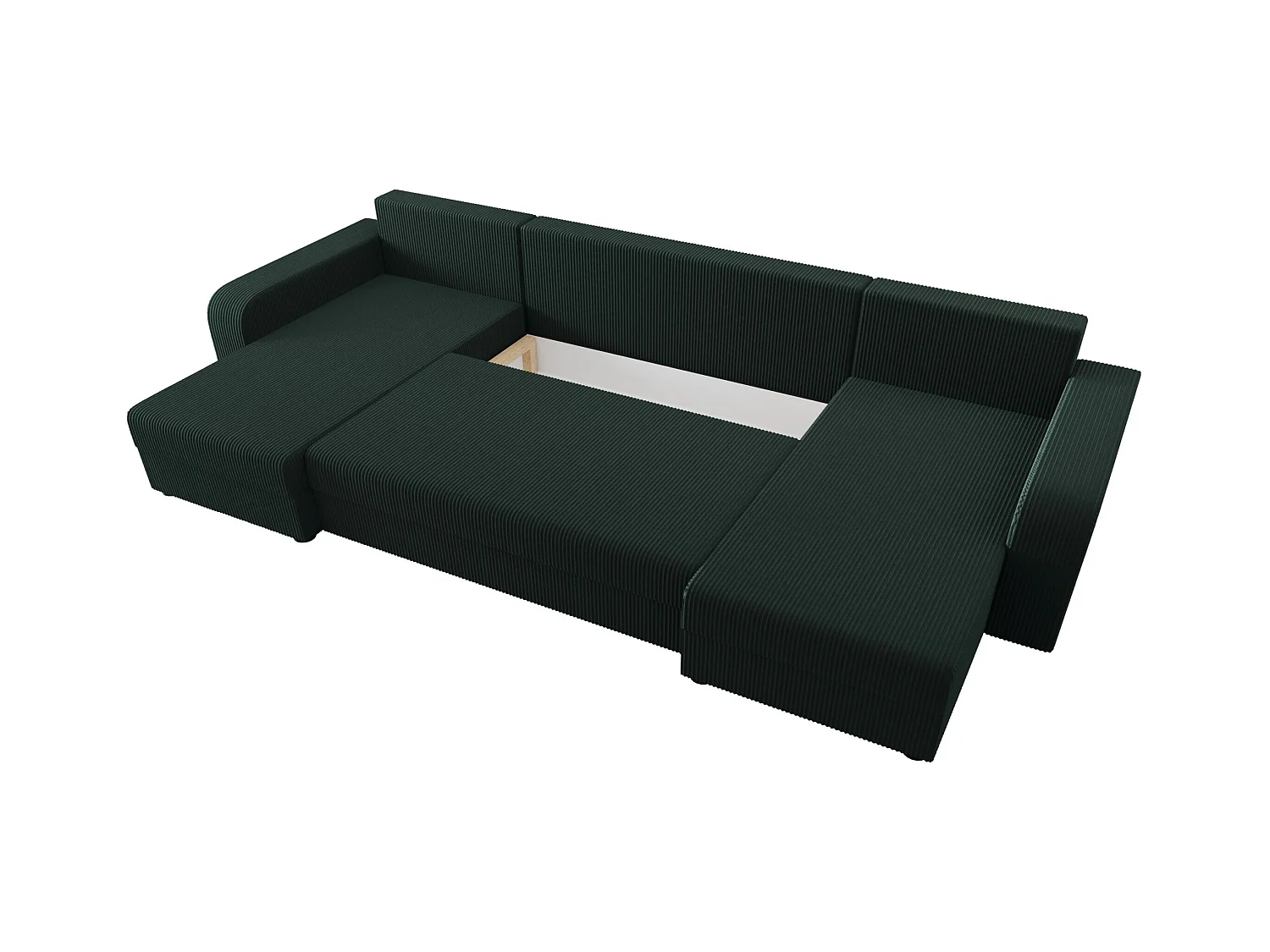 BEDANTE canapé panoramique HEWLET U BIS Zoom 10 Dunkelgrün avec fonction de couchage canapé en U avec espace de rangement coffre