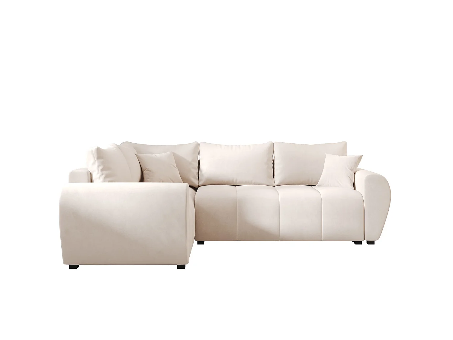 Canapé d'angle convertible 3 places en tissu beige