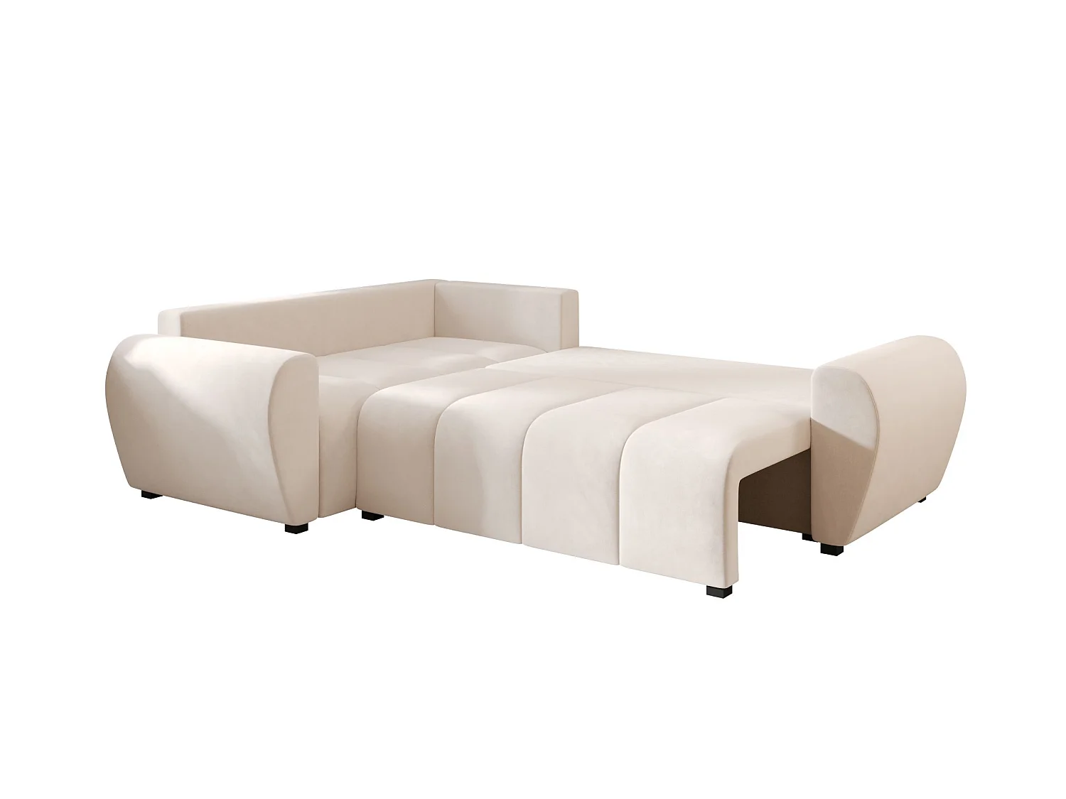 Canapé d'angle convertible 3 places en tissu beige