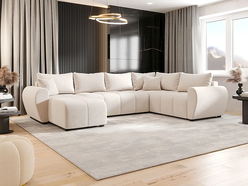 BEDANTE canapé panoramique MOLISA U PLUS Itaka 16 droit beige avec fonction de couchage canapé en forme de U