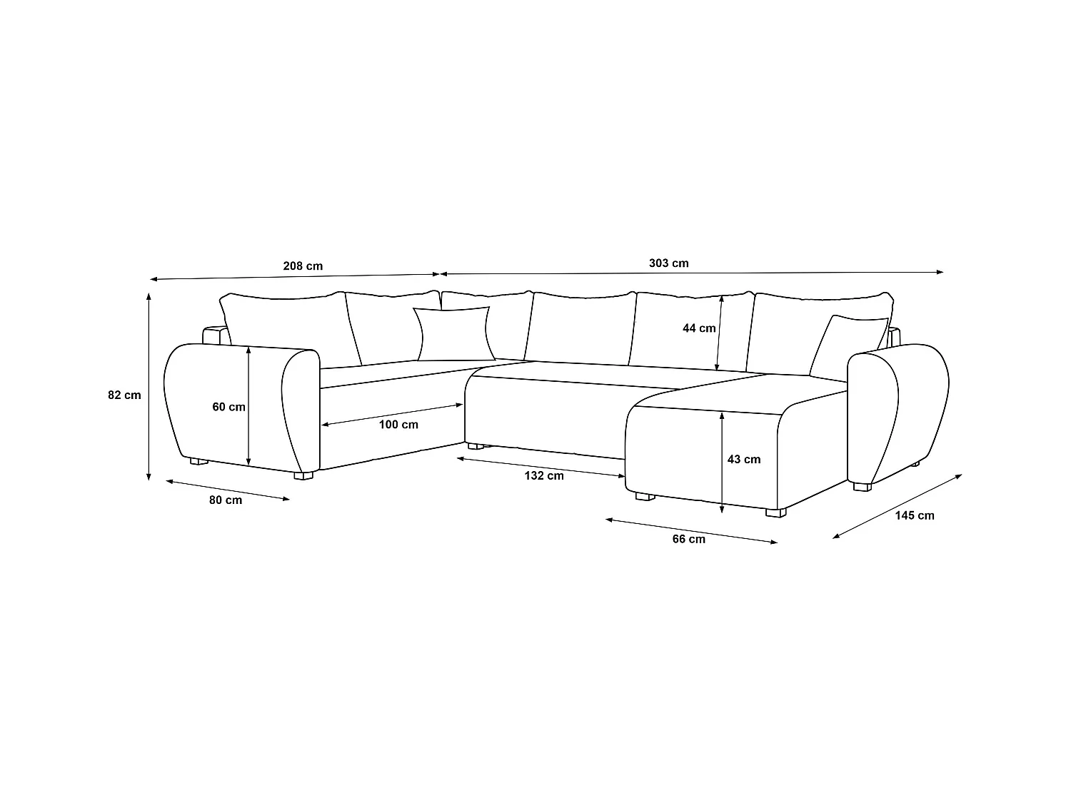 BEDANTE canapé panoramique MOLISA U PLUS Itaka 16 droit beige avec fonction de couchage canapé en forme de U