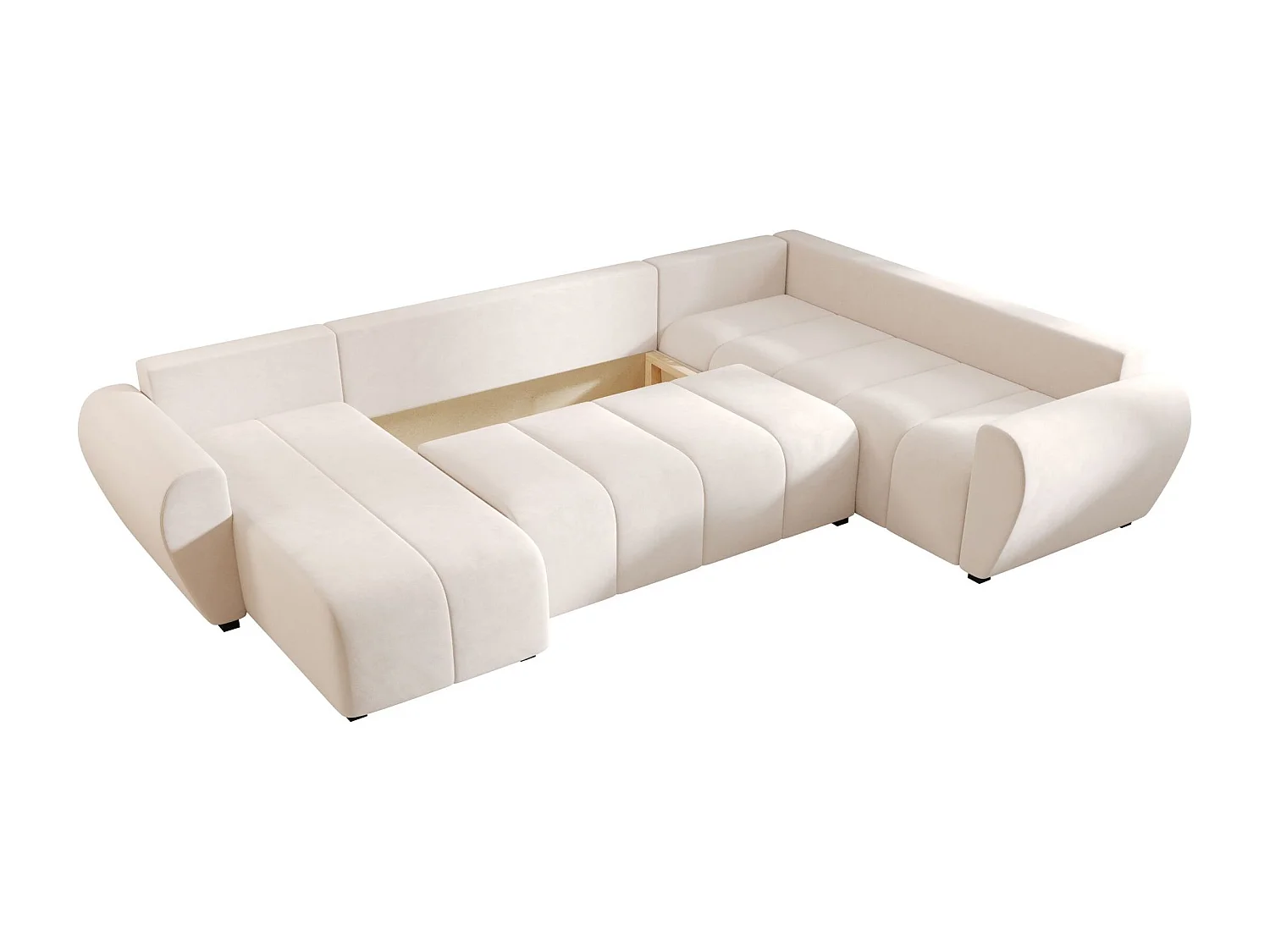 BEDANTE canapé panoramique MOLISA U PLUS Itaka 16 droit beige avec fonction de couchage canapé en forme de U