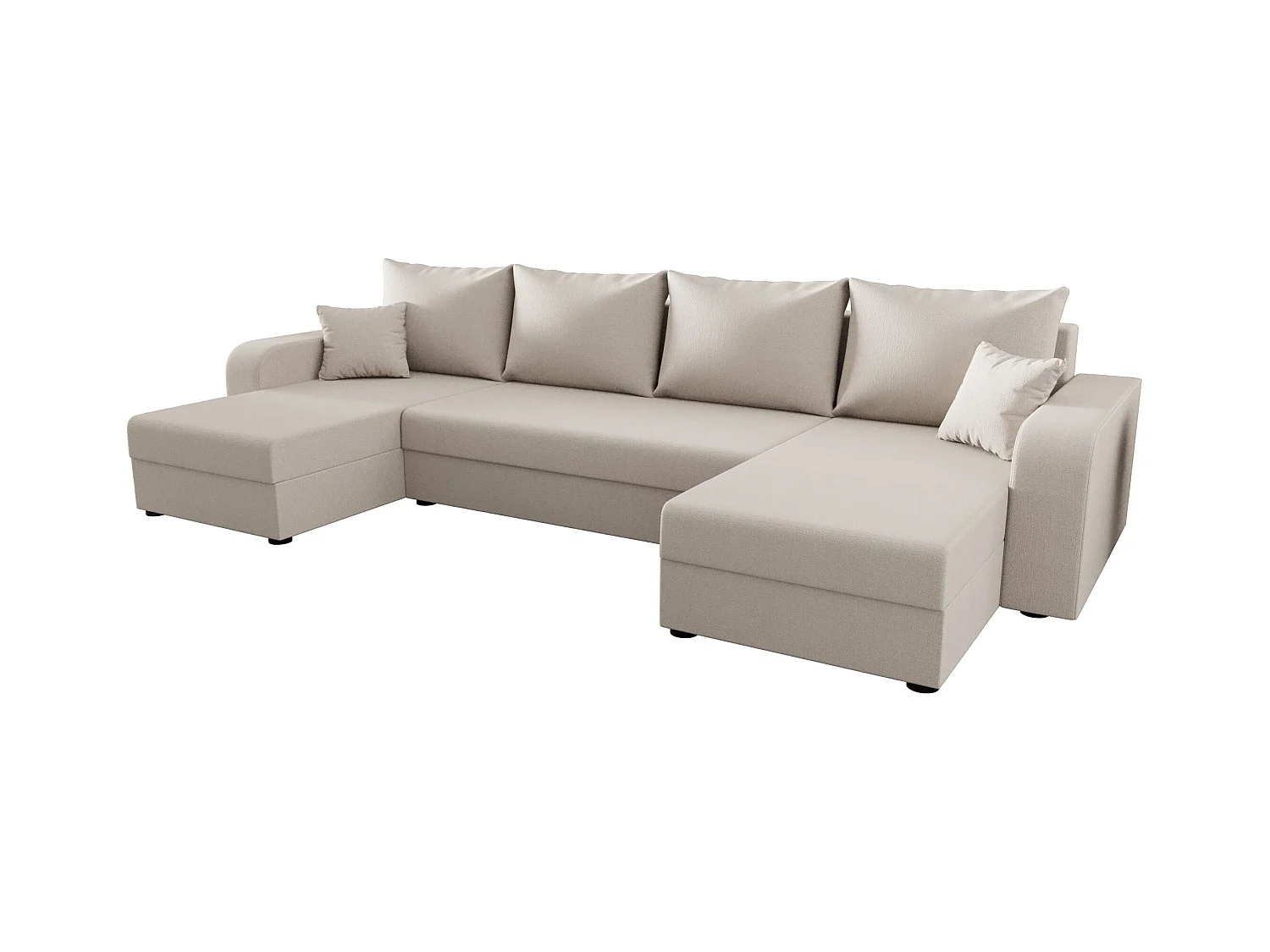 BEDANTE canapé panoramique HEWLET U BIS Cosmic 10 beige avec fonction de couchage canapé en U avec espace de rangement coffre