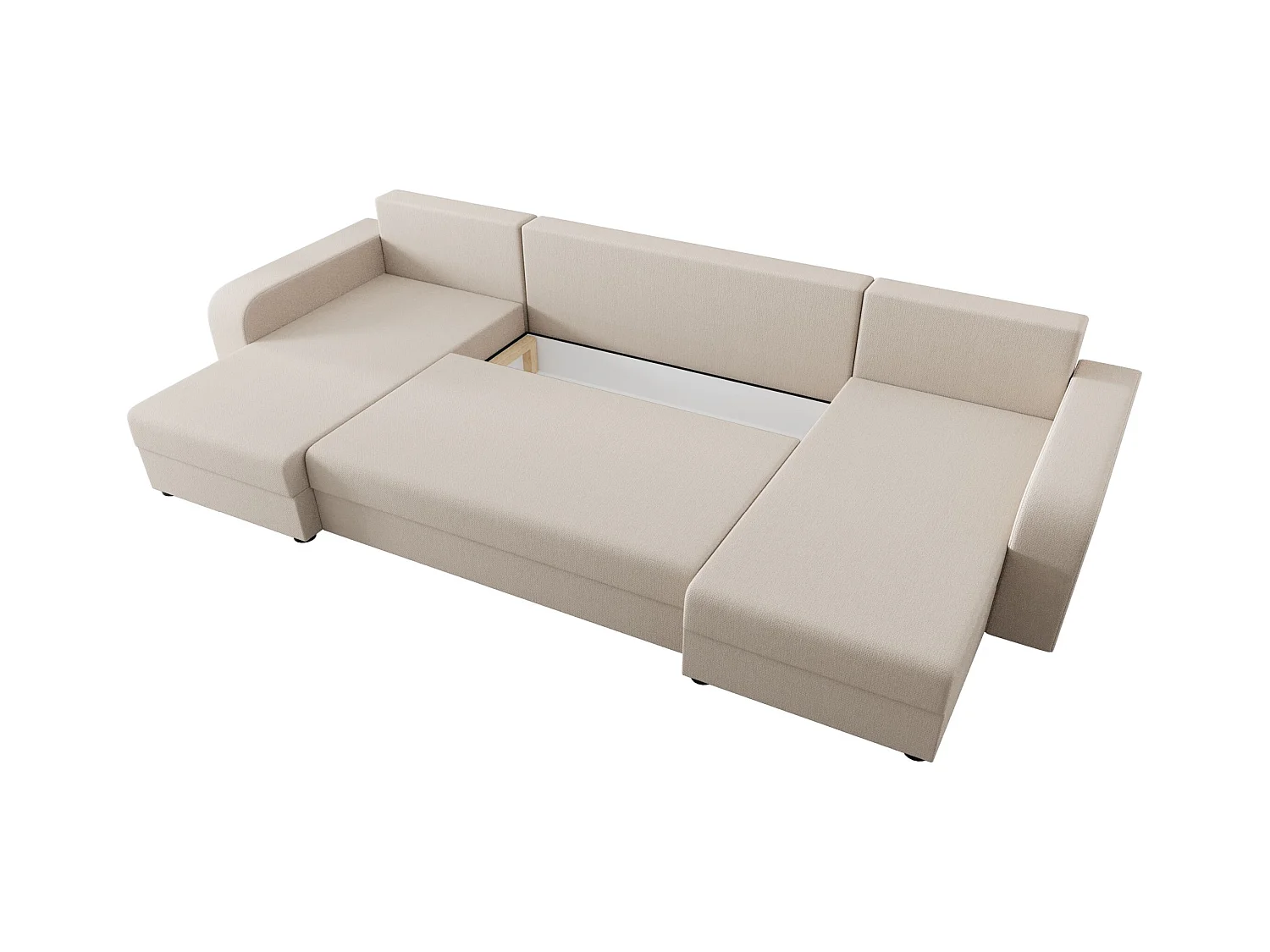 BEDANTE canapé panoramique HEWLET U BIS Cosmic 10 beige avec fonction de couchage canapé en U avec espace de rangement coffre
