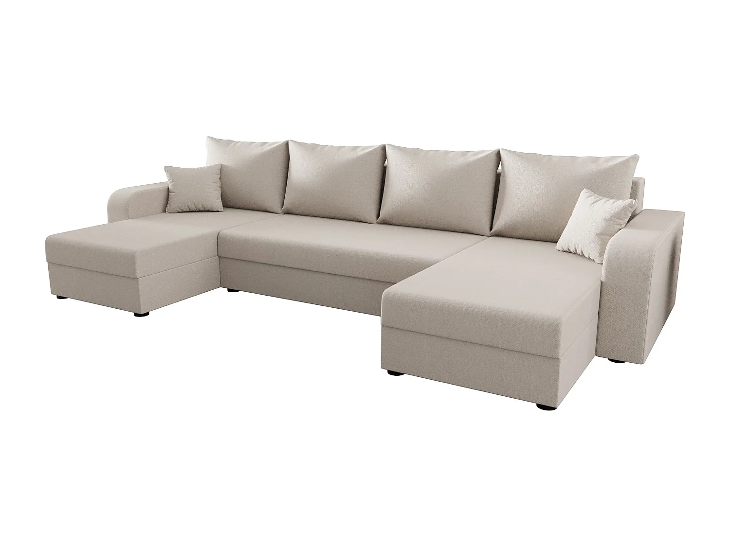 BEDANTE canapé panoramique HEWLET U BIS Cosmic 10 beige avec fonction de couchage canapé en U avec espace de rangement coffre