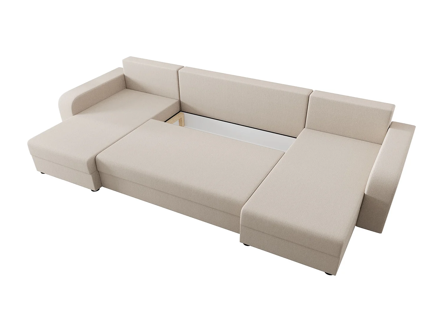 BEDANTE canapé panoramique HEWLET U BIS Cosmic 10 beige avec fonction de couchage canapé en U avec espace de rangement coffre