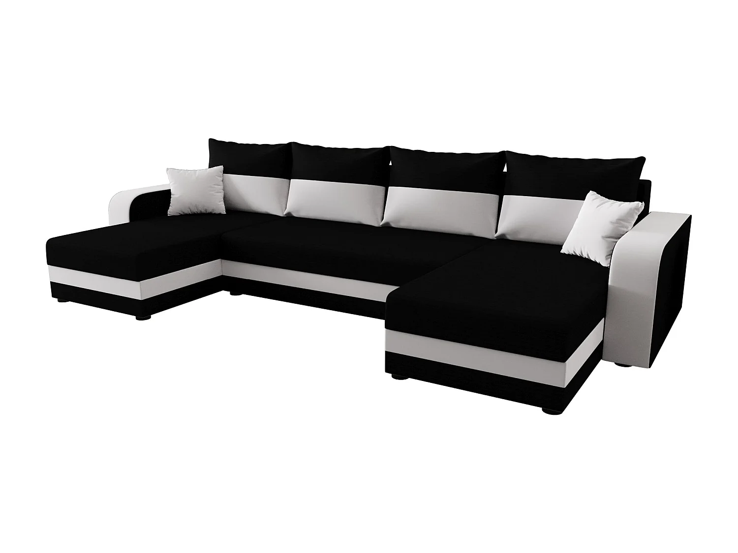 BEDANTE canapé panoramique HEWLET U BIS Rainbow 15+31 noir/Weiß avec fonction de couchage canapé en U avec espace de rangement coffre