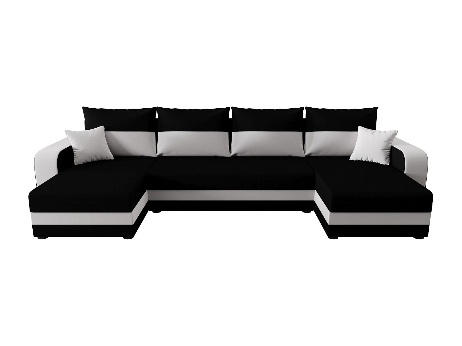 BEDANTE canapé panoramique HEWLET U BIS Rainbow 15+31 noir/Weiß avec fonction de couchage canapé en U avec espace de rangement coffre