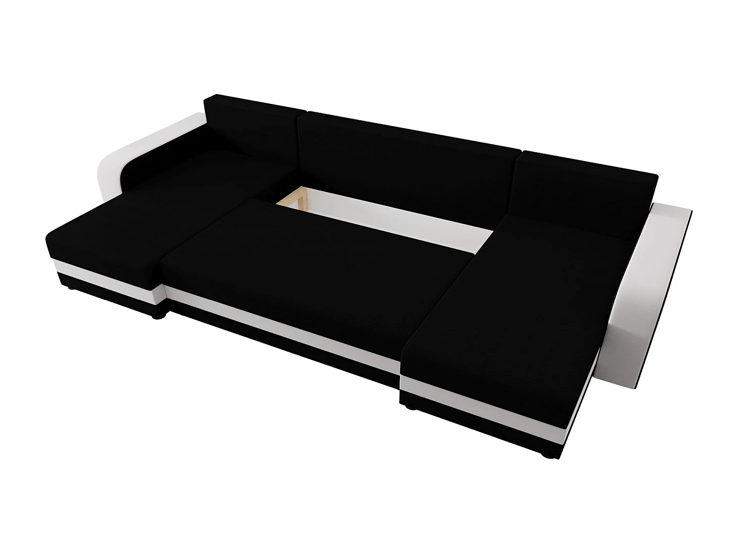 BEDANTE woonlandschap HEWLET U BIS Rainbow 15+31 zwart/Weiß met slaapfunctie U-vormige bank met opbergruimte bedbox