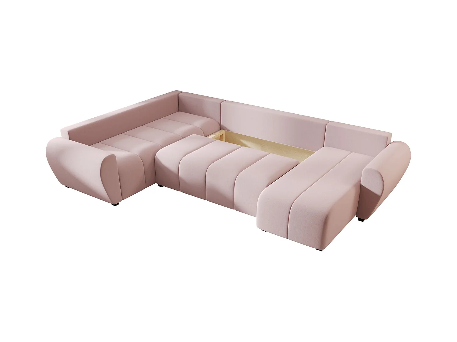 BEDANTE canapé panoramique MOLISA U PLUS Cosmic 14 gauche Rosa avec fonction de couchage canapé en forme de U