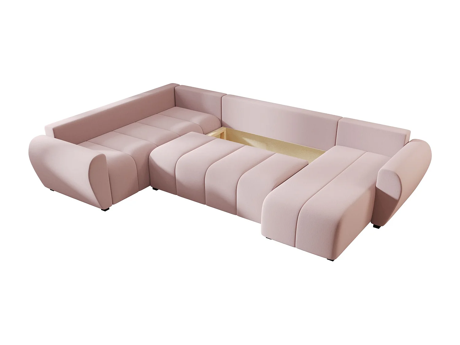 BEDANTE canapé panoramique MOLISA U PLUS Cosmic 14 gauche Rosa avec fonction de couchage canapé en forme de U