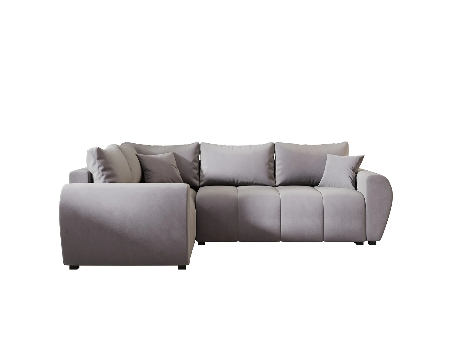 Canapé d'angle convertible 3 places en tissu gris