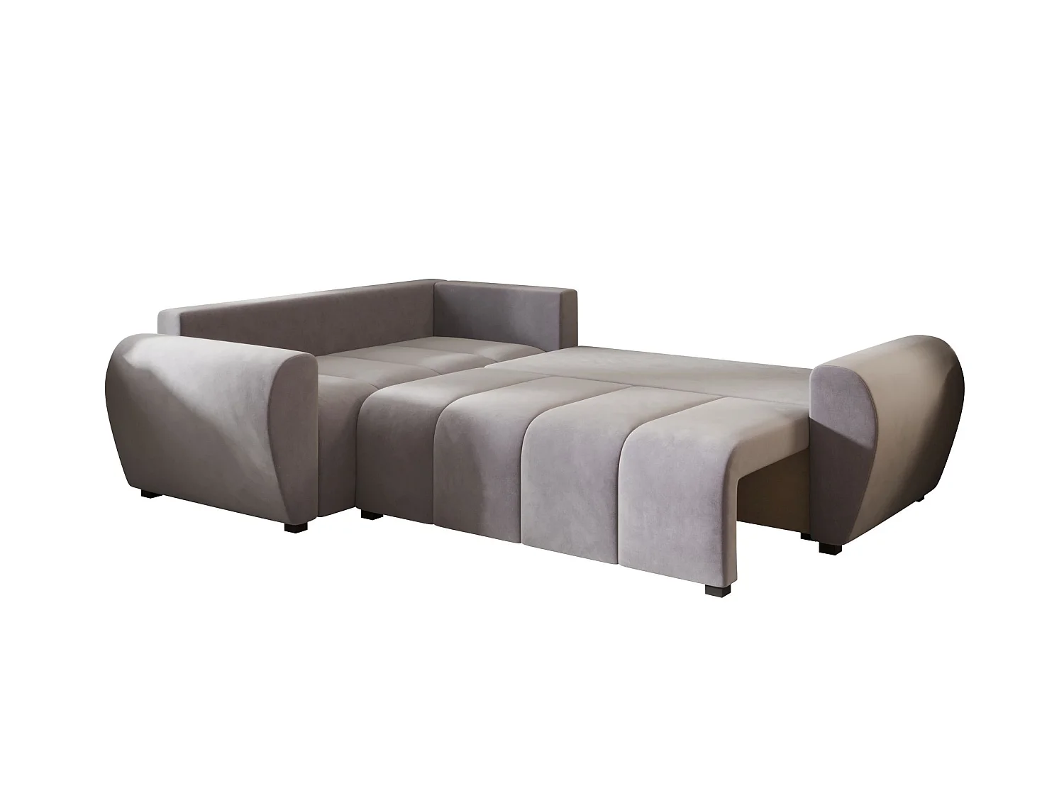 Canapé d'angle convertible 3 places en tissu gris