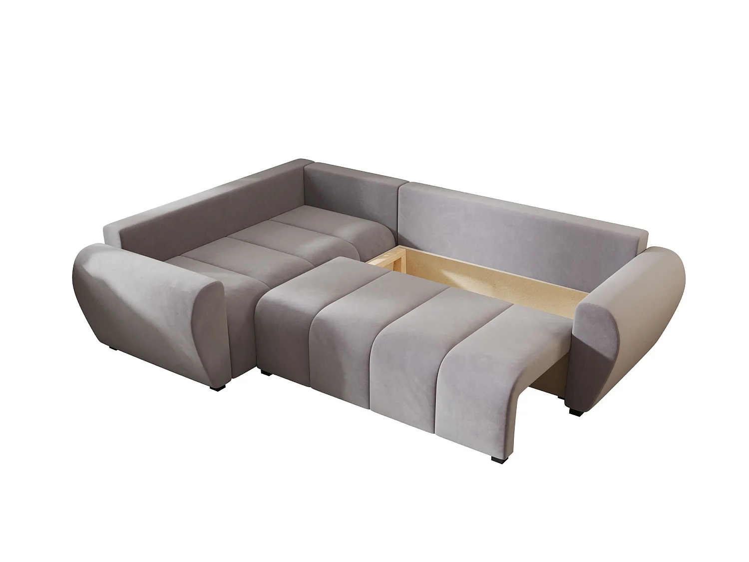 Canapé d'angle convertible 3 places en tissu gris