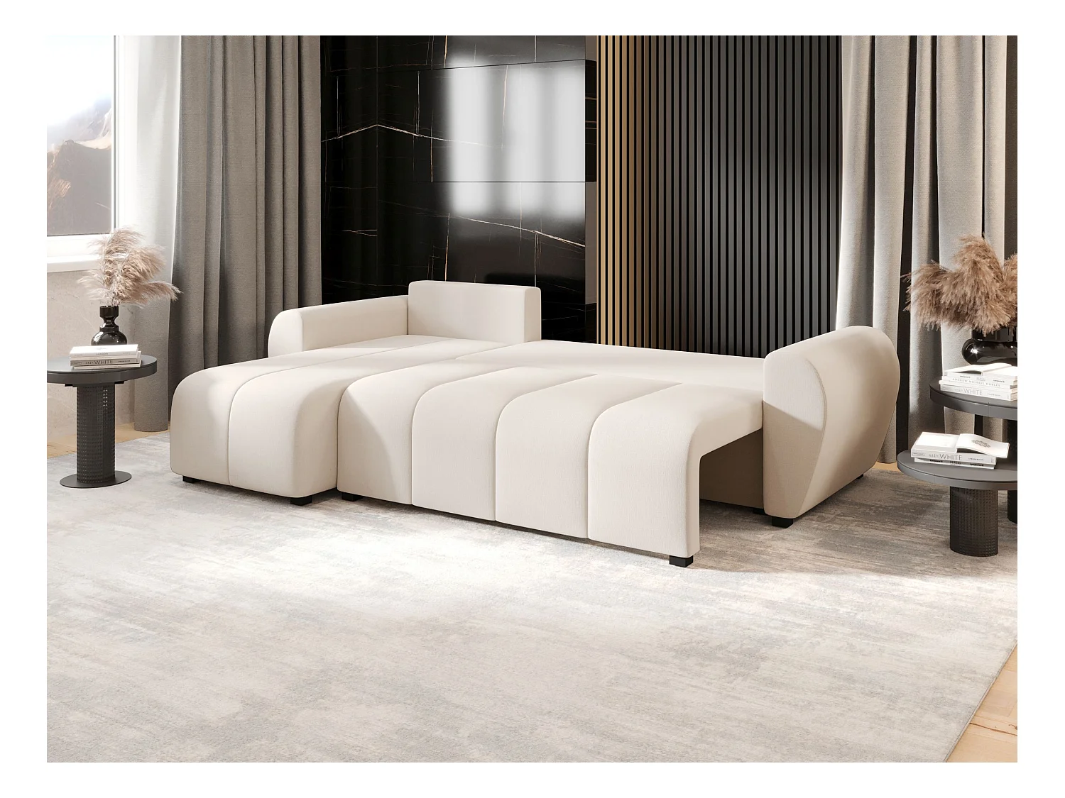 BEDANTE canapé d'angle MOLISA L Cosmic 10 gauche beige avec fonction de couchage canapé en forme de L