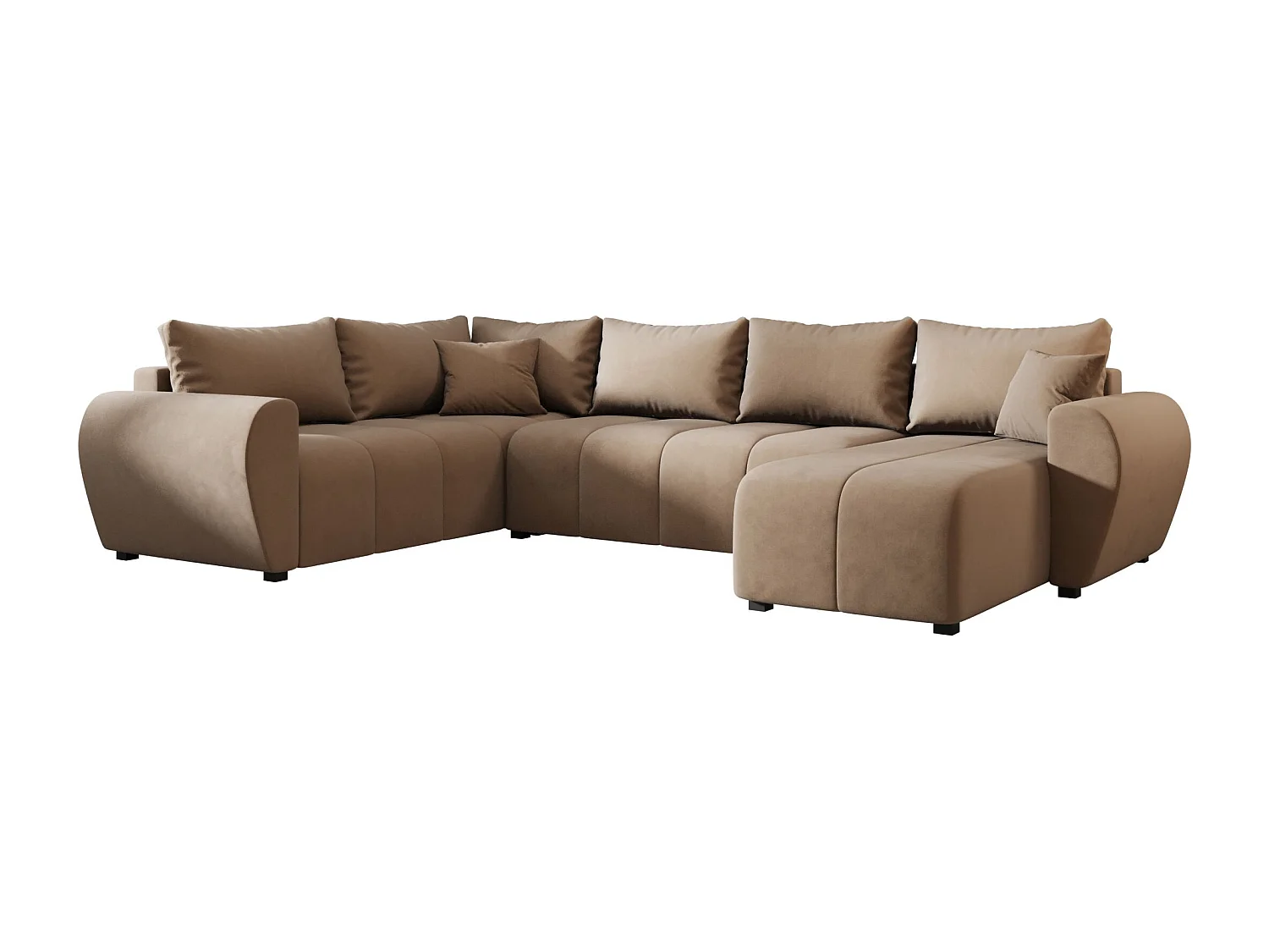 BEDANTE WOHNLANDSCHAFT MOLISA U PLUS Itaka 48 Links Braun mit Schlaffunktion U-Form Sofa mit Stauraum Bettkasten