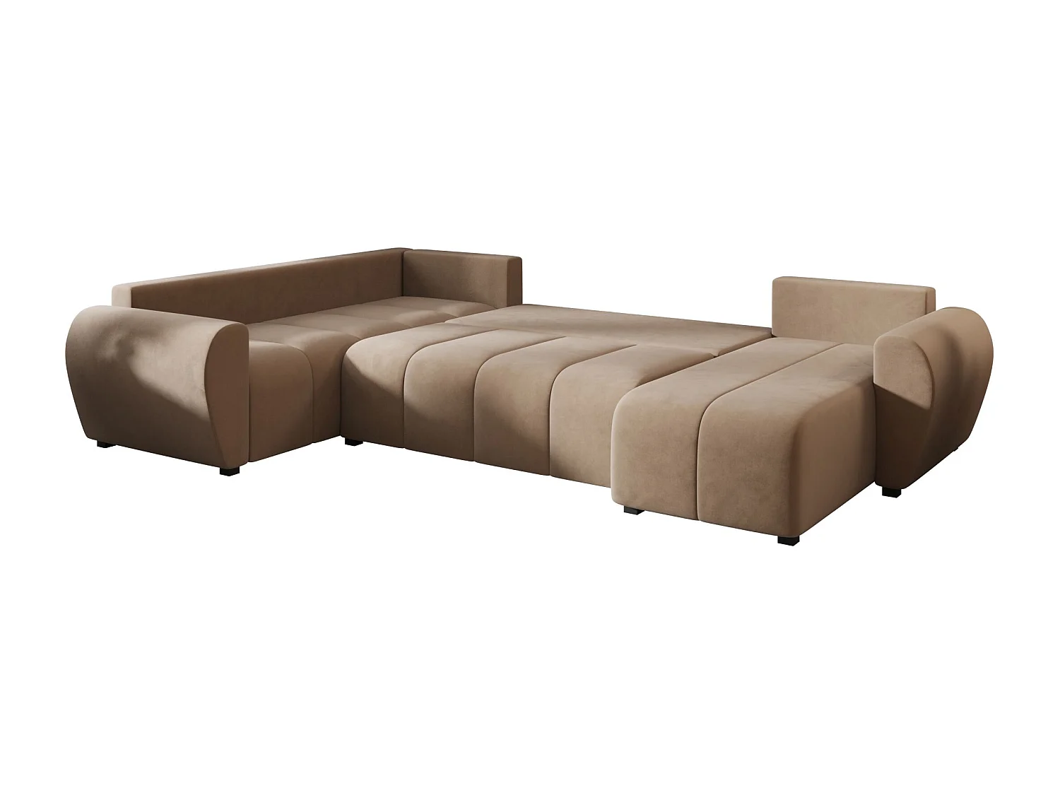 BEDANTE WOHNLANDSCHAFT MOLISA U PLUS Itaka 48 Links Braun mit Schlaffunktion U-Form Sofa mit Stauraum Bettkasten