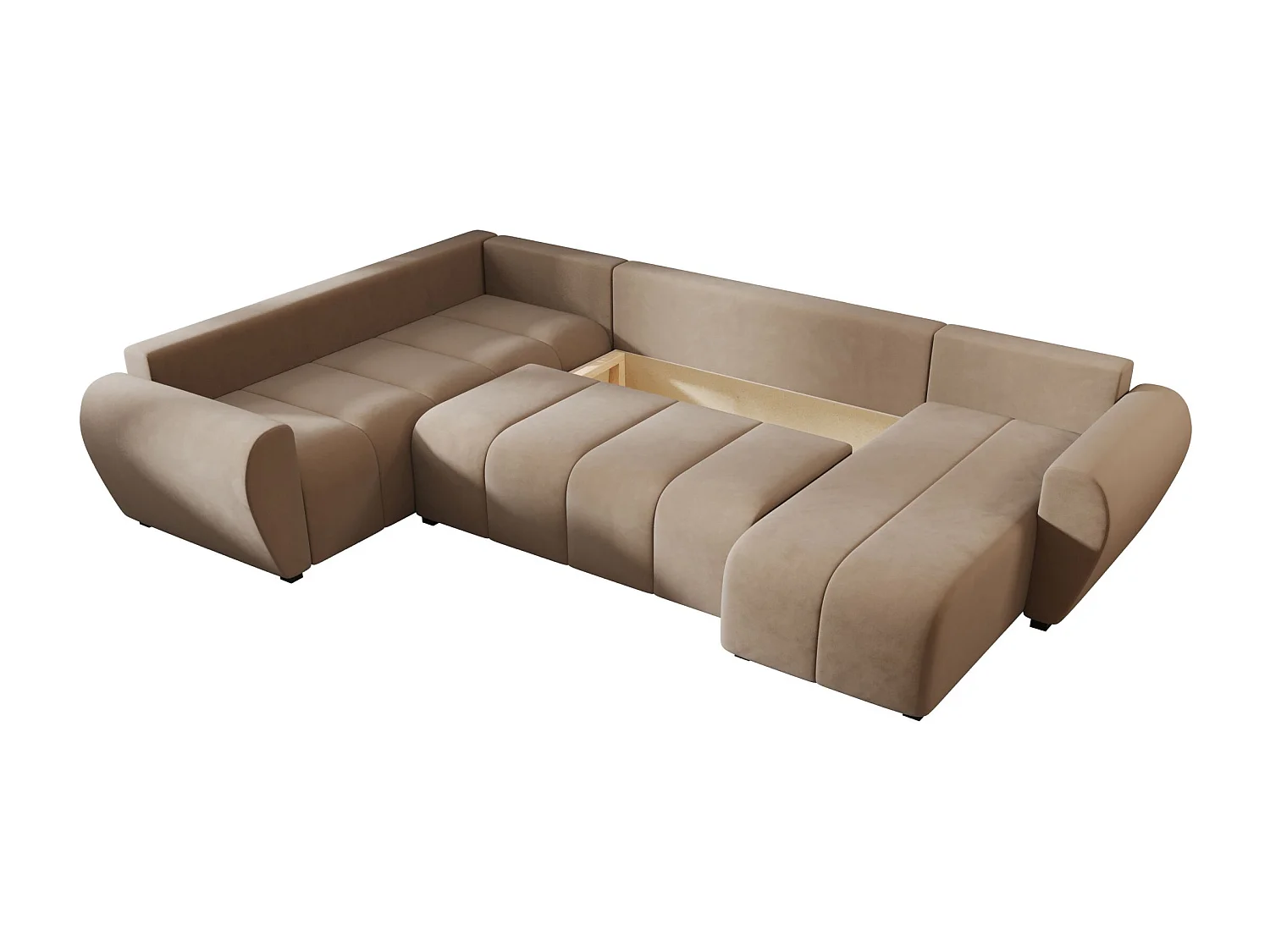 BEDANTE WOHNLANDSCHAFT MOLISA U PLUS Itaka 48 Links Braun mit Schlaffunktion U-Form Sofa mit Stauraum Bettkasten