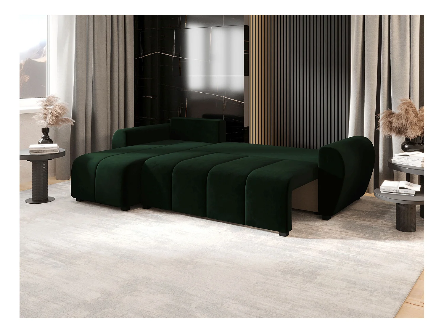 BEDANTE canapé d'angle MOLISA L Itaka 10 gauche Dunkelgrün avec fonction de couchage canapé en forme de L