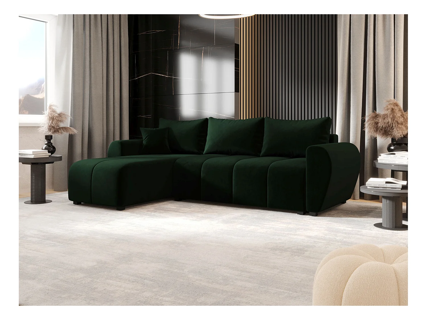 BEDANTE hoekbank MOLISA L Itaka 10 links Dunkelgrün met slaapfunctie L-vormige bank met opbergruimte bedbox woonkamerbank bank sofa slaapbank bedbox slaapbank