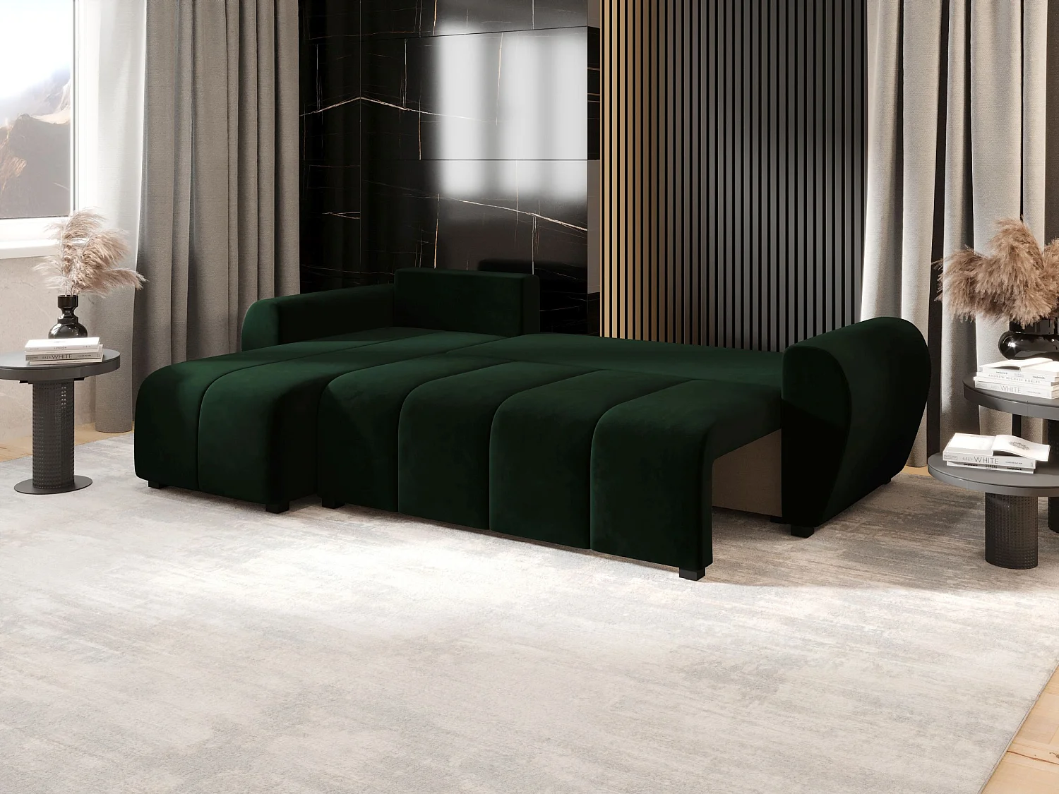 BEDANTE canapé d'angle MOLISA L Itaka 10 gauche Dunkelgrün avec fonction de couchage canapé en forme de L