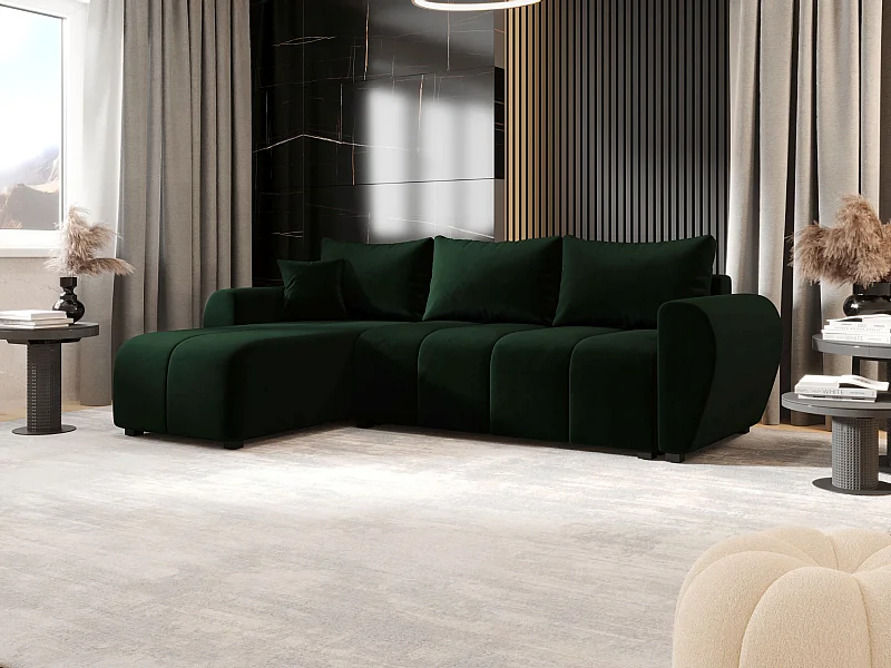 BEDANTE ECKSOFA MOLISA L Itaka 10 Links Dunkelgrün mit Schlaffunktion L-Form Sofa mit Stauraum Bettkasten Wohnzimmersofa Couch Sofa Bettsofa Bettkasten Bettcouch