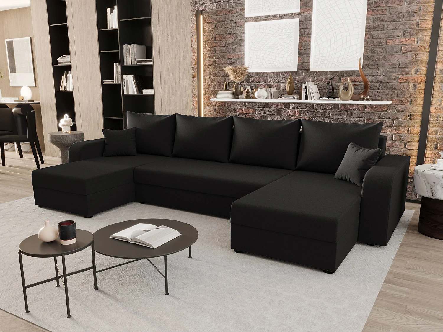 BEDANTE WOHNLANDSCHAFT HEWLET U BIS Sawana 05 Grau mit Schlaffunktion U-Form Sofa mit Stauraum Bettkasten Wohnzimmersofa Couch Sofa Bettsofa Bettkasten Bettcouch