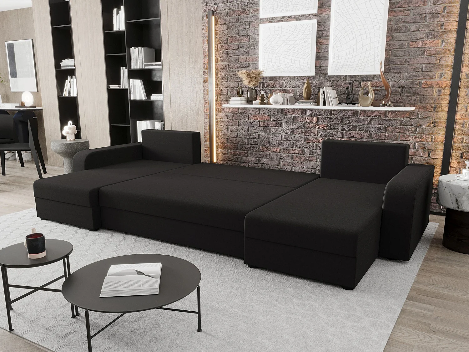 BEDANTE WOHNLANDSCHAFT HEWLET U BIS Sawana 05 Grau mit Schlaffunktion U-Form Sofa mit Stauraum Bettkasten Wohnzimmersofa Couch Sofa Bettsofa Bettkasten Bettcouch