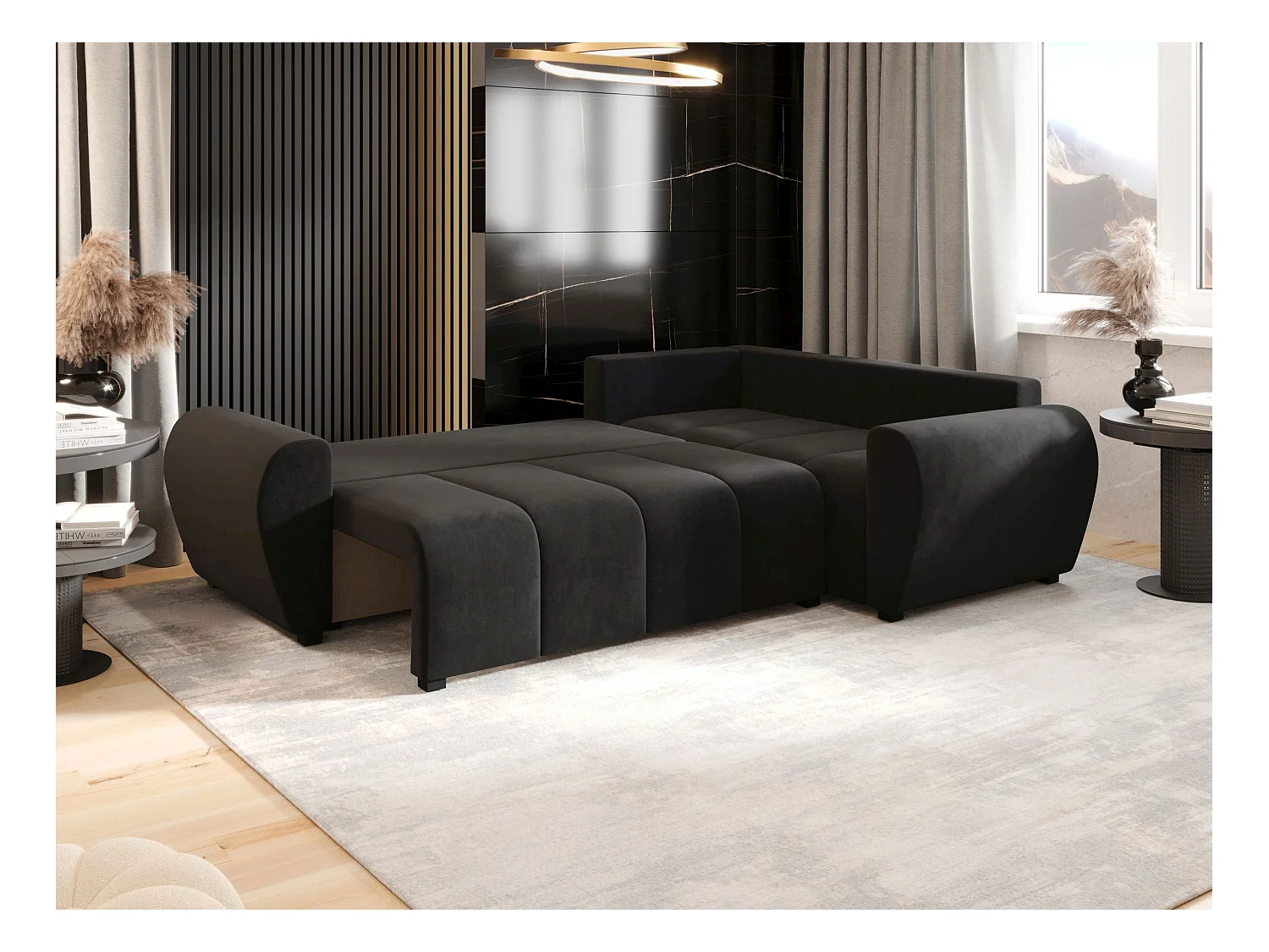 BEDANTE canapé d’angle MOLISA L PLUS Itaka 27 droit gris foncé avec fonction de couchage canapé en forme de L