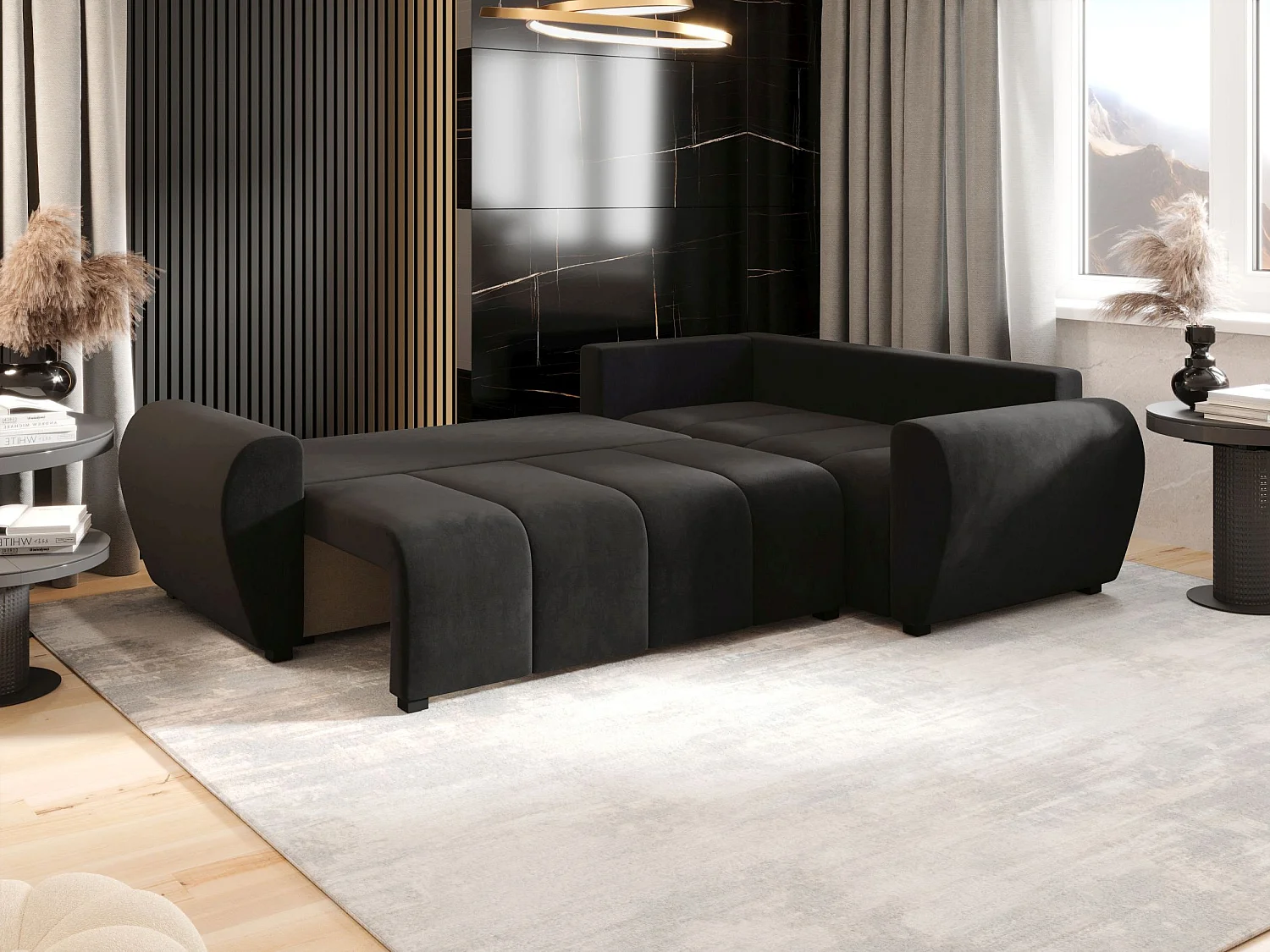 BEDANTE canapé d’angle MOLISA L PLUS Itaka 27 droit gris foncé avec fonction de couchage canapé en forme de L