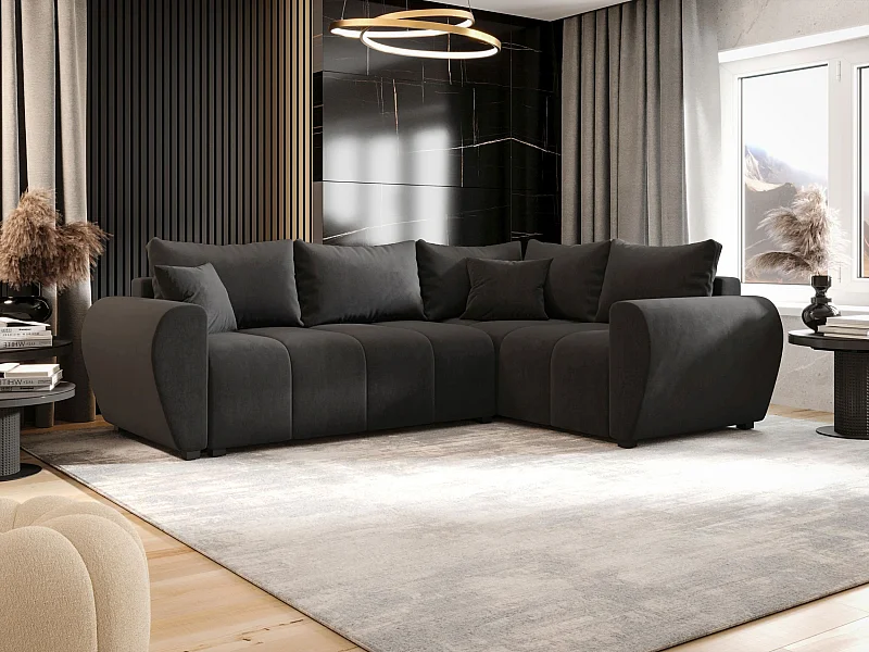 BEDANTE canapé d’angle MOLISA L PLUS Itaka 27 droit gris foncé avec fonction de couchage canapé en forme de L