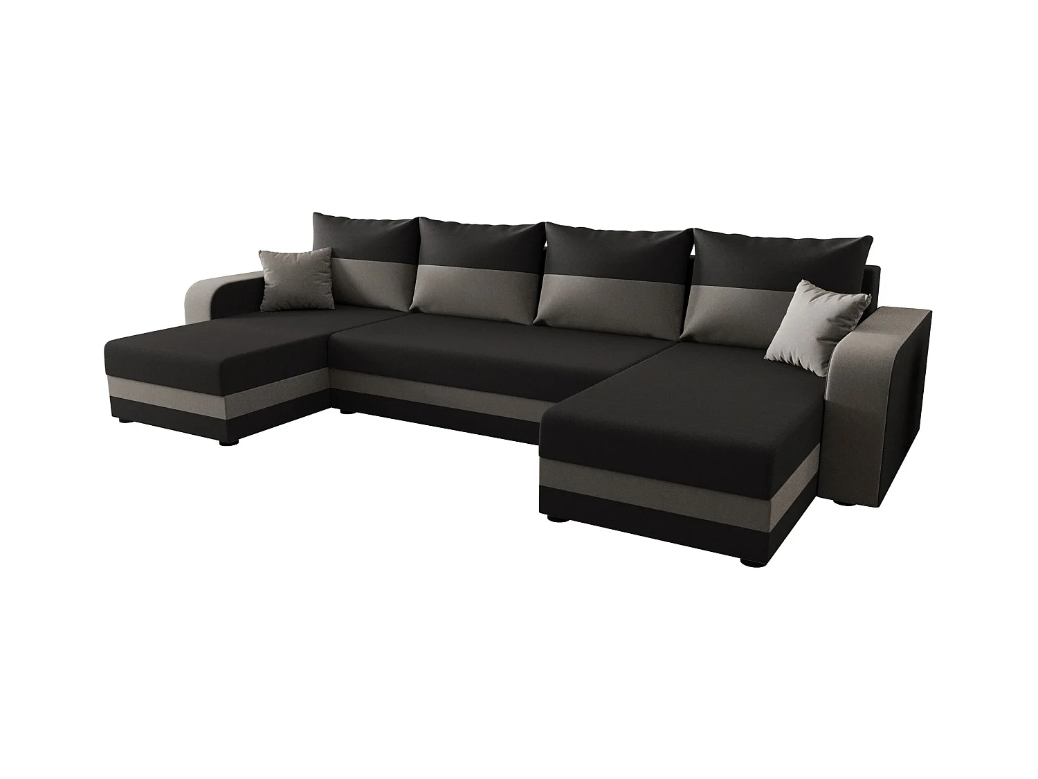 BEDANTE canapé panoramique HEWLET U BIS Sawana 05+21 gris/beige avec fonction de couchage canapé en U avec espace de rangement coffre