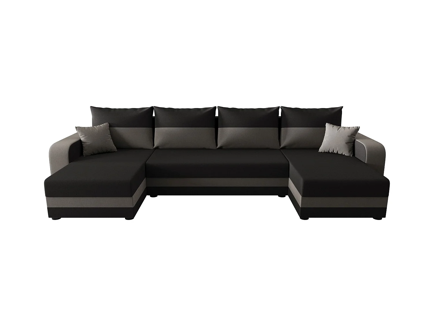 BEDANTE canapé panoramique HEWLET U BIS Sawana 05+21 gris/beige avec fonction de couchage canapé en U avec espace de rangement coffre