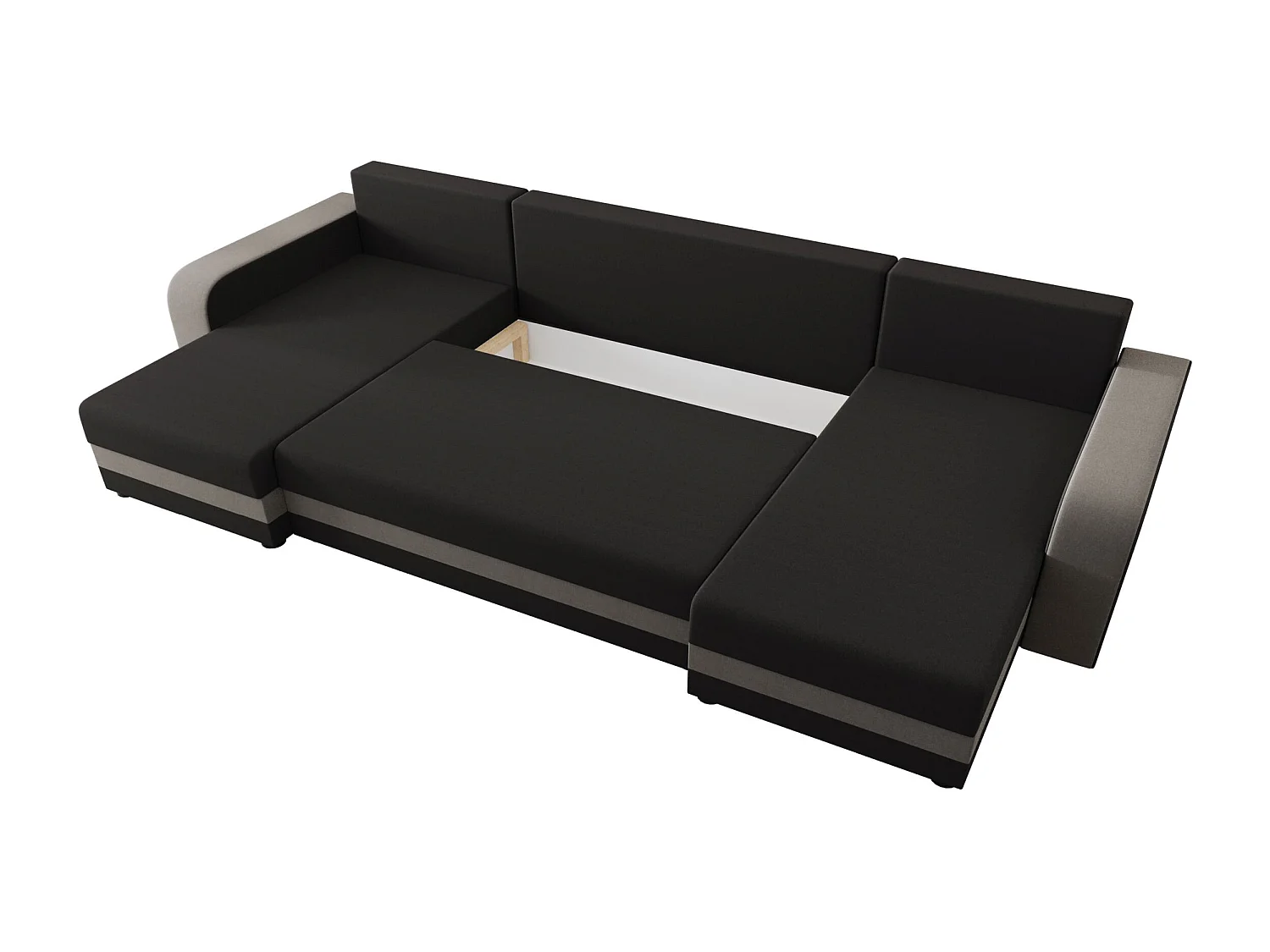 BEDANTE canapé panoramique HEWLET U BIS Sawana 05+21 gris/beige avec fonction de couchage canapé en U avec espace de rangement coffre