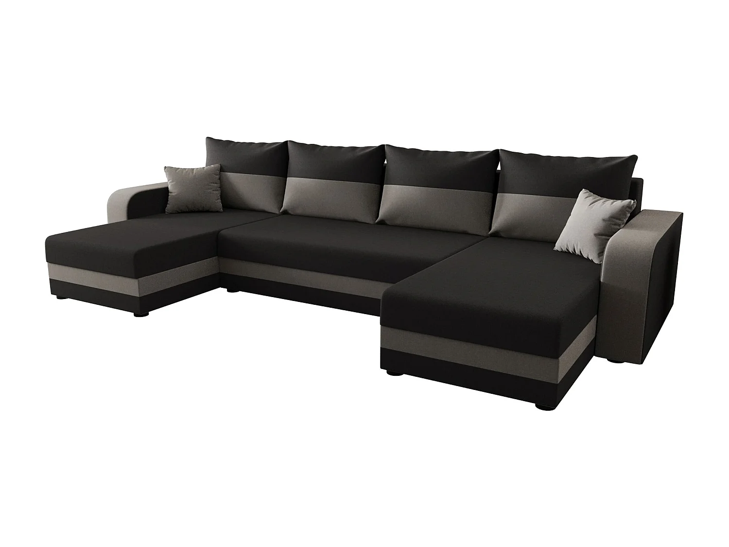 BEDANTE canapé panoramique HEWLET U BIS Sawana 05+21 gris/beige avec fonction de couchage canapé en U avec espace de rangement coffre