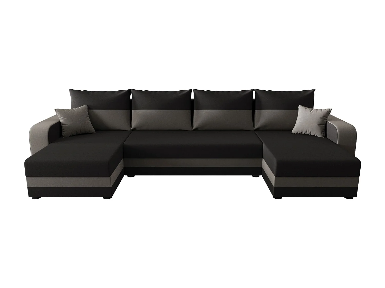 BEDANTE canapé panoramique HEWLET U BIS Sawana 05+21 gris/beige avec fonction de couchage canapé en U avec espace de rangement coffre