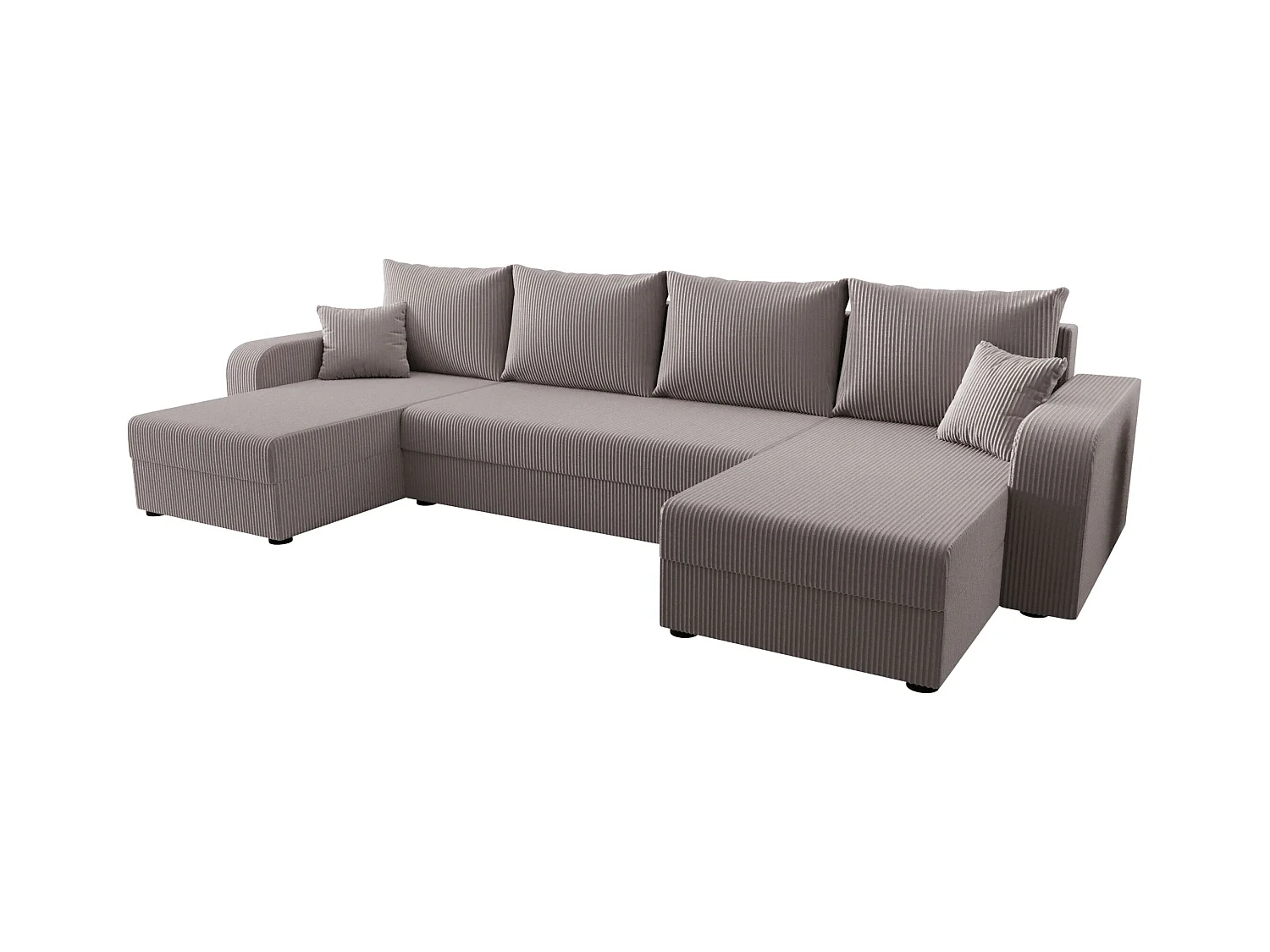 BEDANTE canapé panoramique HEWLET U BIS Zoom 19 gris avec fonction de couchage canapé en U avec espace de rangement coffre