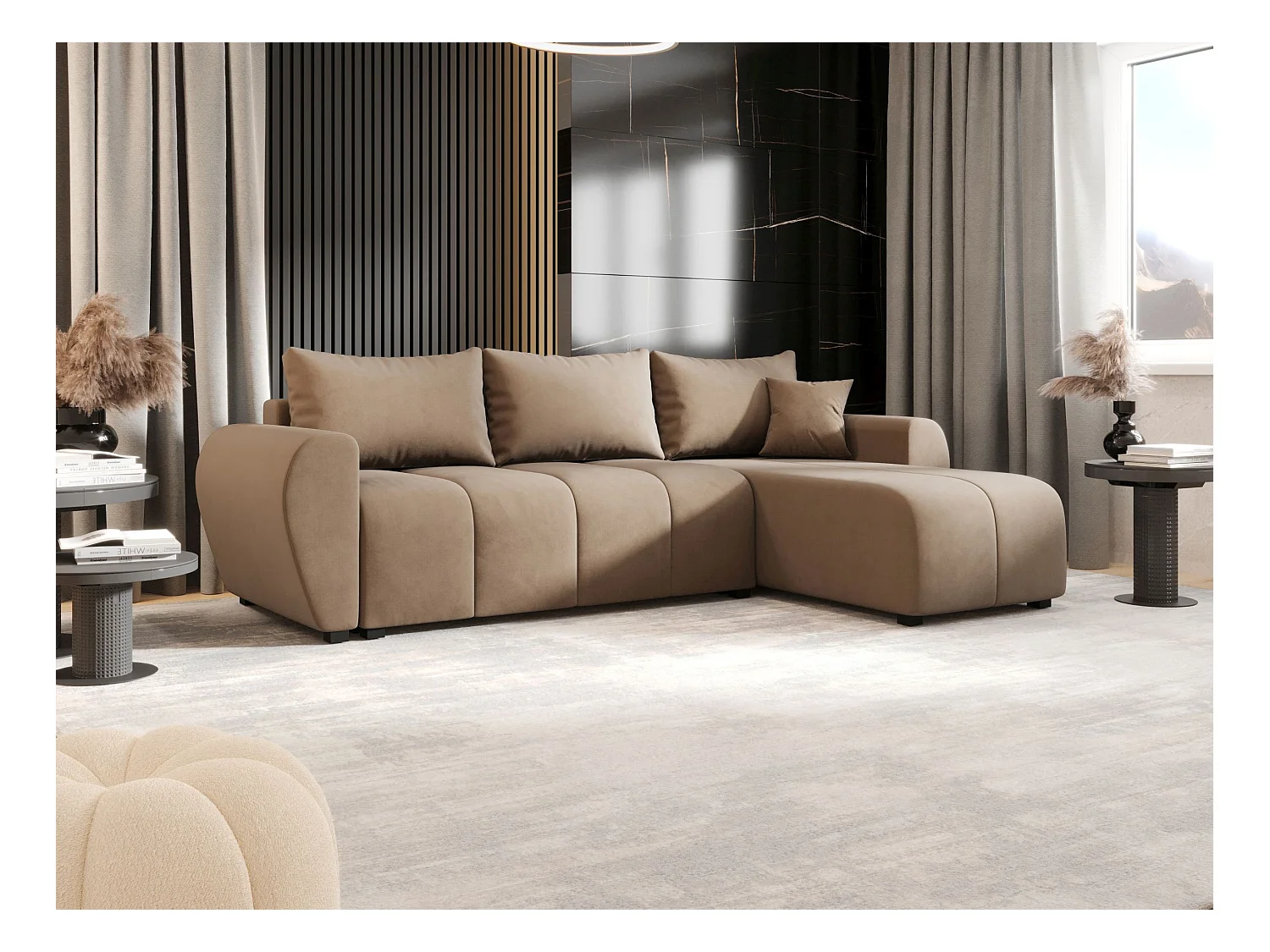 BEDANTE ECKSOFA MOLISA L Itaka 48 Rechts Braun mit Schlaffunktion L-Form Sofa mit Stauraum Bettkasten Wohnzimmersofa Couch Sofa Bettsofa Bettkasten Bettcouch
