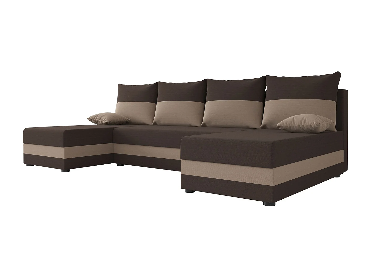 BEDANTE canapé panoramique HEWLET U Rainbow 41+05 marron/beige avec fonction de couchage canapé en U avec espace de rangement coffre