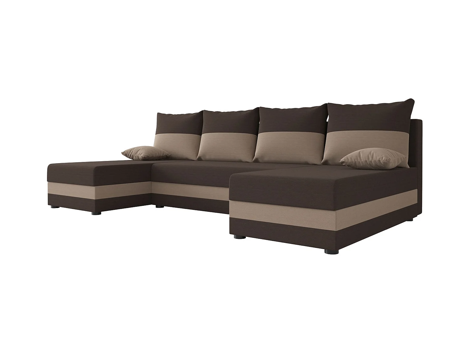 BEDANTE narożnik w kształcie U HEWLET U Rainbow 41+05 brązowy/beżowy z funkcją spania sofa w kształcie litery U z pojemnikiem na pościel