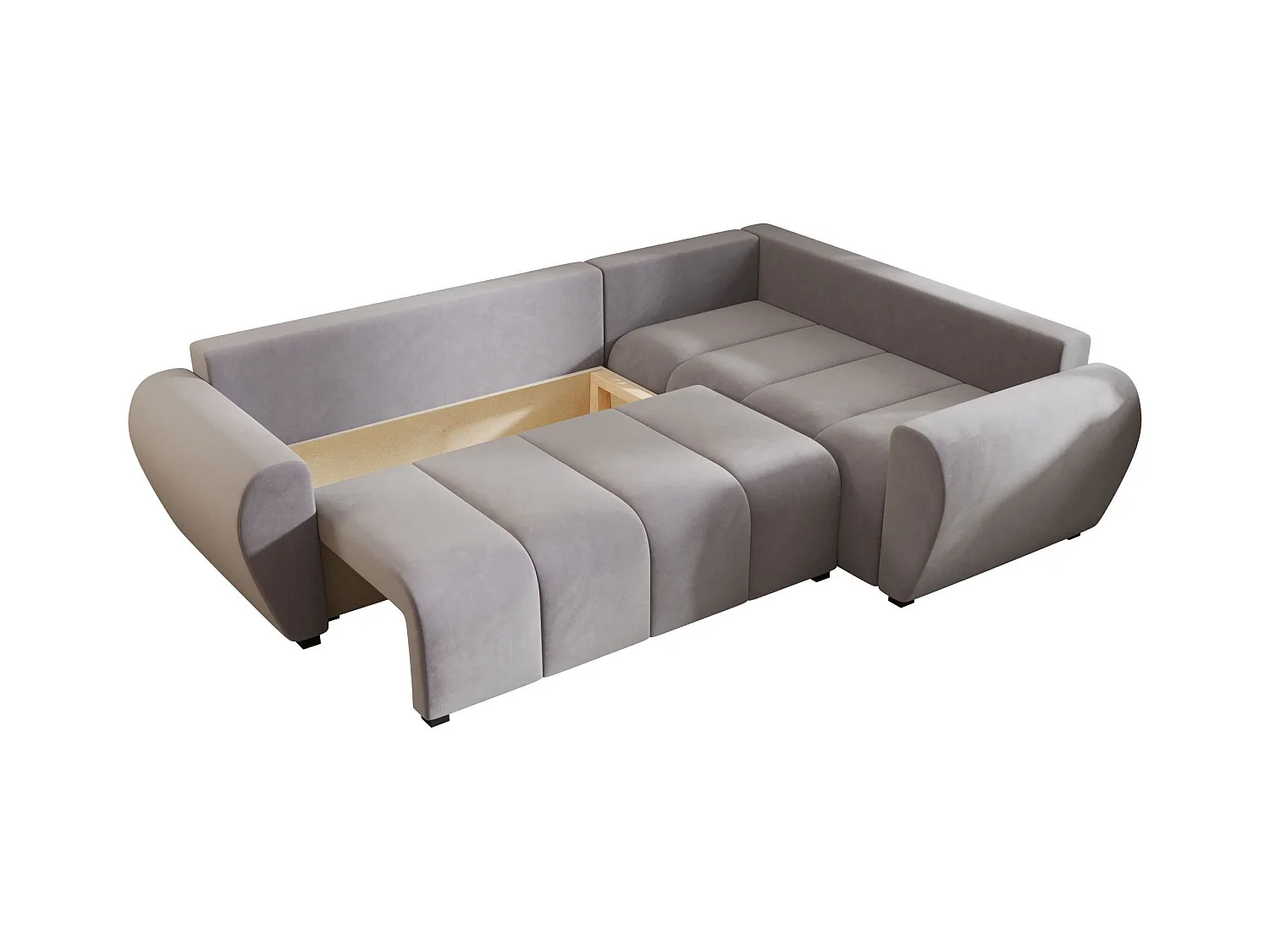 BEDANTE canapé d’angle MOLISA L PLUS Itaka 50 droit gris avec fonction de couchage canapé en forme de L